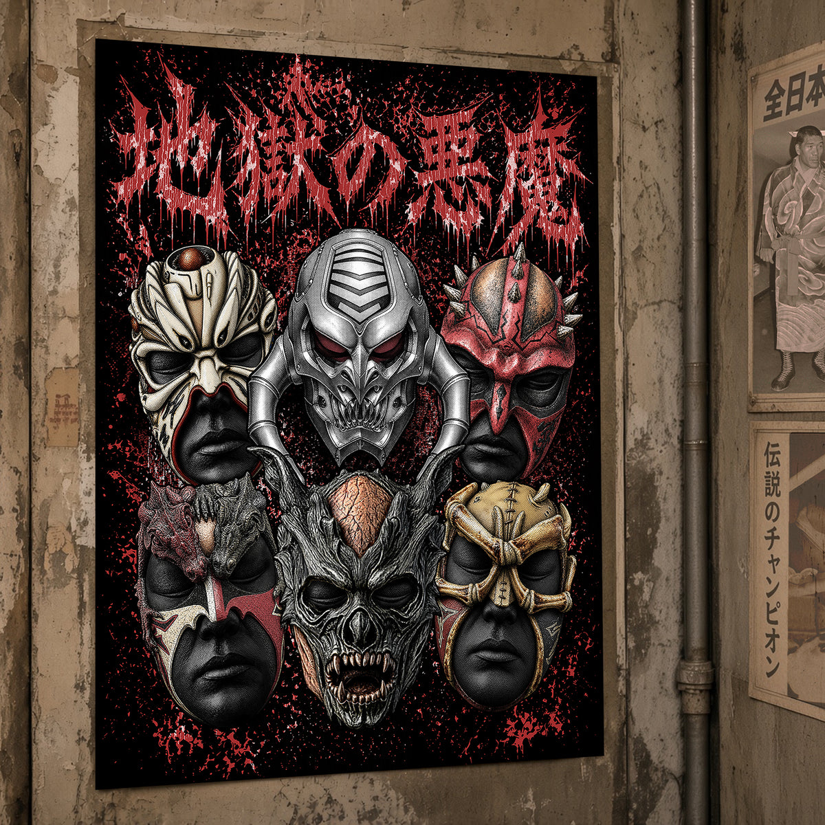 Demon from Hell Mask - Full Color - Satin Poster (16" x 20")